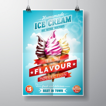 Ice cream poster design Free Vector