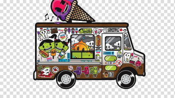 Ice cream van Car Rainbow sherbet Taco, Colorful stickers ice cream truck transparent background PNG clipart