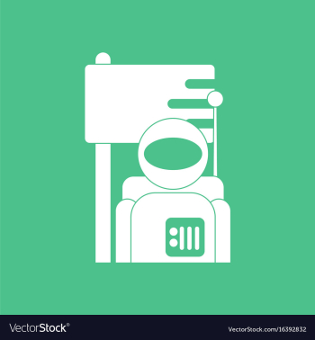 Icon astronaut and flag vector image Icon astronaut and flag vector image