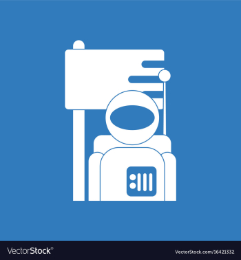 Icon astronaut and flag vector image Icon astronaut and flag vector image