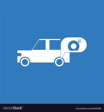 Icon car and punctured tire vector image Icon car and punctured tire vector image