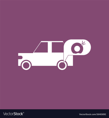Icon car and punctured tire vector image Icon car and punctured tire vector image