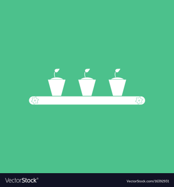 Icon flowerpots on shelf vector image Icon flowerpots on shelf vector image