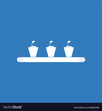 Icon flowerpots on shelf vector image Icon flowerpots on shelf vector image