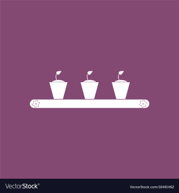 Icon flowerpots on shelf vector image Icon flowerpots on shelf vector image