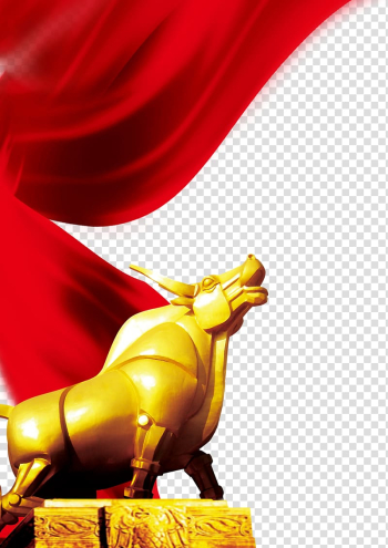 Icon, Golden cow red ribbon transparent background PNG clipart Icon, Golden cow red ribbon transparent background PNG clipart