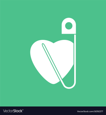 Icon heart with safety pin vector image
