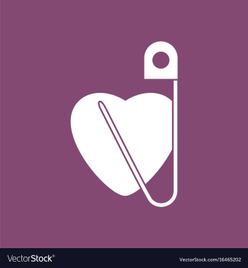 Icon heart with safety pin vector image