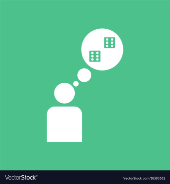 Icon man silhouette think dice vector image Icon man silhouette think dice vector image