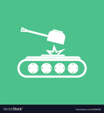 Icon military tank silhouette vector image Icon military tank silhouette vector image