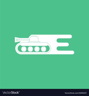 Icon military tank silhouette vector image Icon military tank silhouette vector image