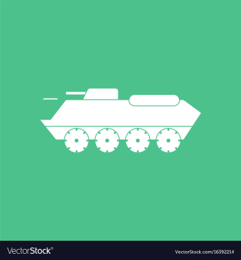 Icon military tank silhouette vector image Icon military tank silhouette vector image