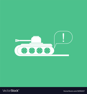 Icon military tank silhouette vector image Icon military tank silhouette vector image