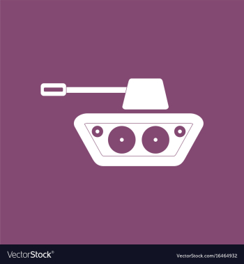 Icon military tank silhouette vector image Icon military tank silhouette vector image