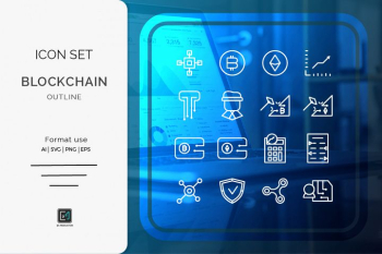 Icon set BLOCKCHAIN outline style