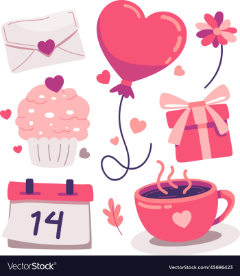 icon set of valentines day elements and objects