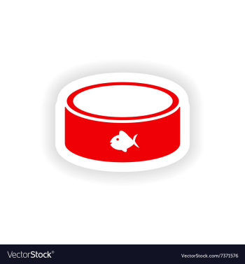 Icon sticker realistic design on paper cat bowl vector image Icon sticker realistic design on paper cat bowl vector image