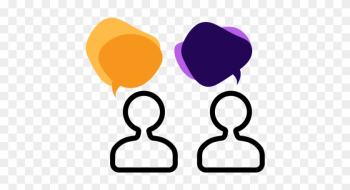 Icons Of Two People With Orange And Purple Speech Bubbles - Talking To Others Icon