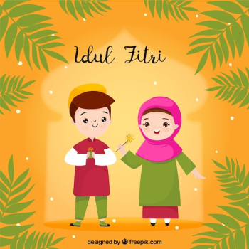 Idul fitri background with people celebrating