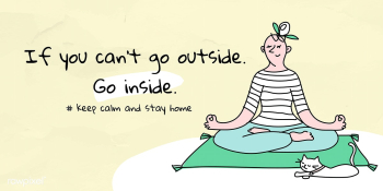 If you can&#39;t go outside, go inside social banner vector | Free  vector - 2302435