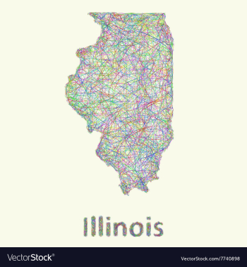 Illinois line art map vector image Illinois line art map vector image