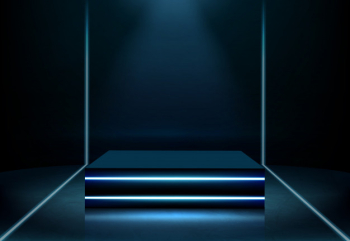 Illuminated neon square podium realistic vector Free Vector Illuminated neon square podium realistic vector Free Vector