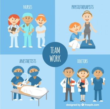 Illustrated medical teamwork