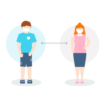 Illustrated social distancing concept Free Vector