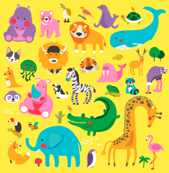 Illustration drawing style set of wildlife Illustration drawing style set of wildlife