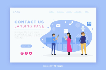 Illustration for landing page with contact us concept Free Vector Illustration for landing page with contact us concept Free Vector