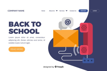 Illustration for landing page with contact us concept Free Vector Illustration for landing page with contact us concept Free Vector