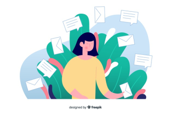 Illustration for landing page with contact us concept Free Vector Illustration for landing page with contact us concept Free Vector