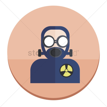 Illustration of a man in gas mask and radioactive suit Illustration of a man in gas mask and radioactive suit