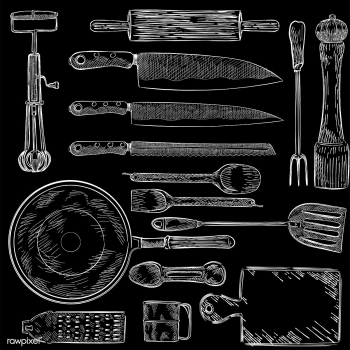 Illustration of a set of kitchen utensils | Free stock vector - 324650 Illustration of a set of kitchen utensils | Free stock vector - 324650