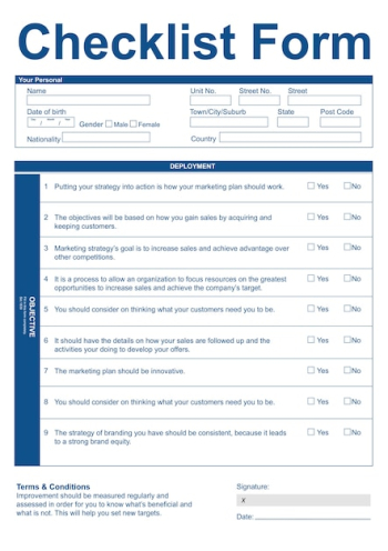 Illustration of checklist form Illustration of checklist form