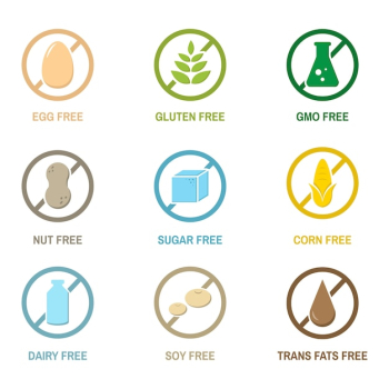 Illustration of food allergy icons isolated Illustration of food allergy icons isolated