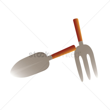 Illustration of gardening spade and fork Illustration of gardening spade and fork