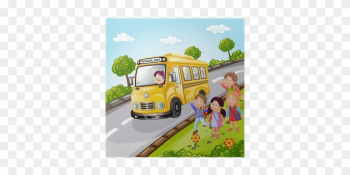 Illustration Of Kids And School Bus In Nature Poster - School Bus Picnic Illustration Of Kids And School Bus In Nature Poster - School Bus Picnic