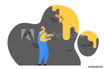 Illustration of man painting a wall Illustration of man painting a wall