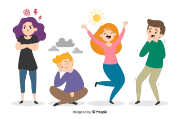 Illustration of young people with different emotions Free Vector Illustration of young people with different emotions Free Vector