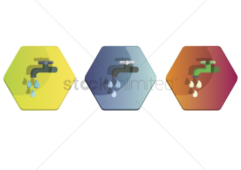 Illustration set of a faucet Illustration set of a faucet