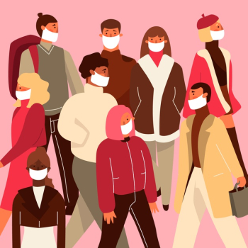 Illustration with people wearing medical mask Free Vector Illustration with people wearing medical mask Free Vector
