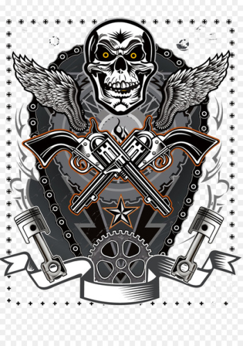 Illustrator Punk rock Illustration - Punk double skeleton skull non-mainstream star illustration wings 