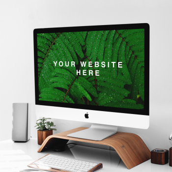 iMac on Stand PSD Mockup your website here iMac on Stand PSD Mockup your website here
