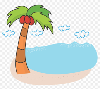 Image Result For Lake With Palm Trees Cartoon Black - Palm Tree And Beach Clipart Transparent