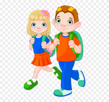 Imágenes De Niños Y Niñas En La Escuela - Boy And Girl Going To School Clipart