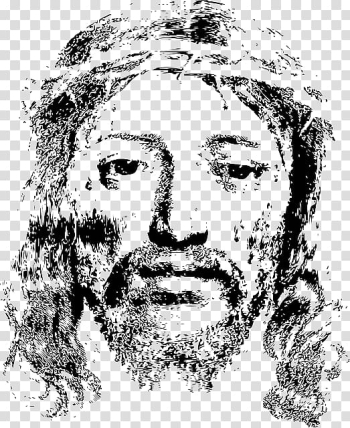 In His Steps: What Would Jesus Do? Holy Face of Jesus Crown of thorns Christianity, hand painted watercolor blue sky with white clouds transparent background PNG clipart