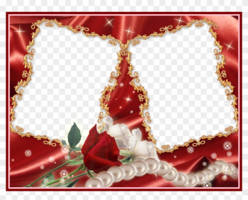 Incredible Red Flower Frame Transparent Hq Png Image - Couple Photo Frame Png