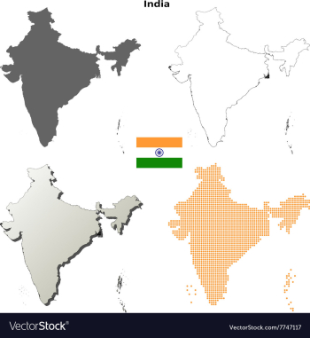 India outline map set vector image India outline map set vector image