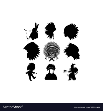 indian apache set silhouette design